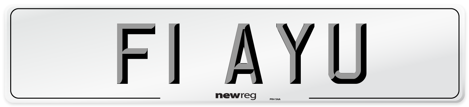 F1 AYU Number Plate from New Reg
